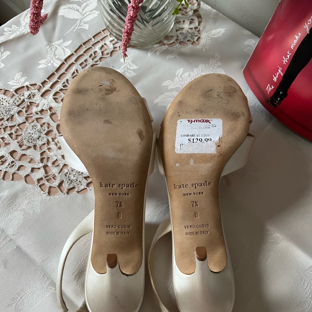 kate spade Ivory Satin Knot Slingback Heels - Picture 4 of 5